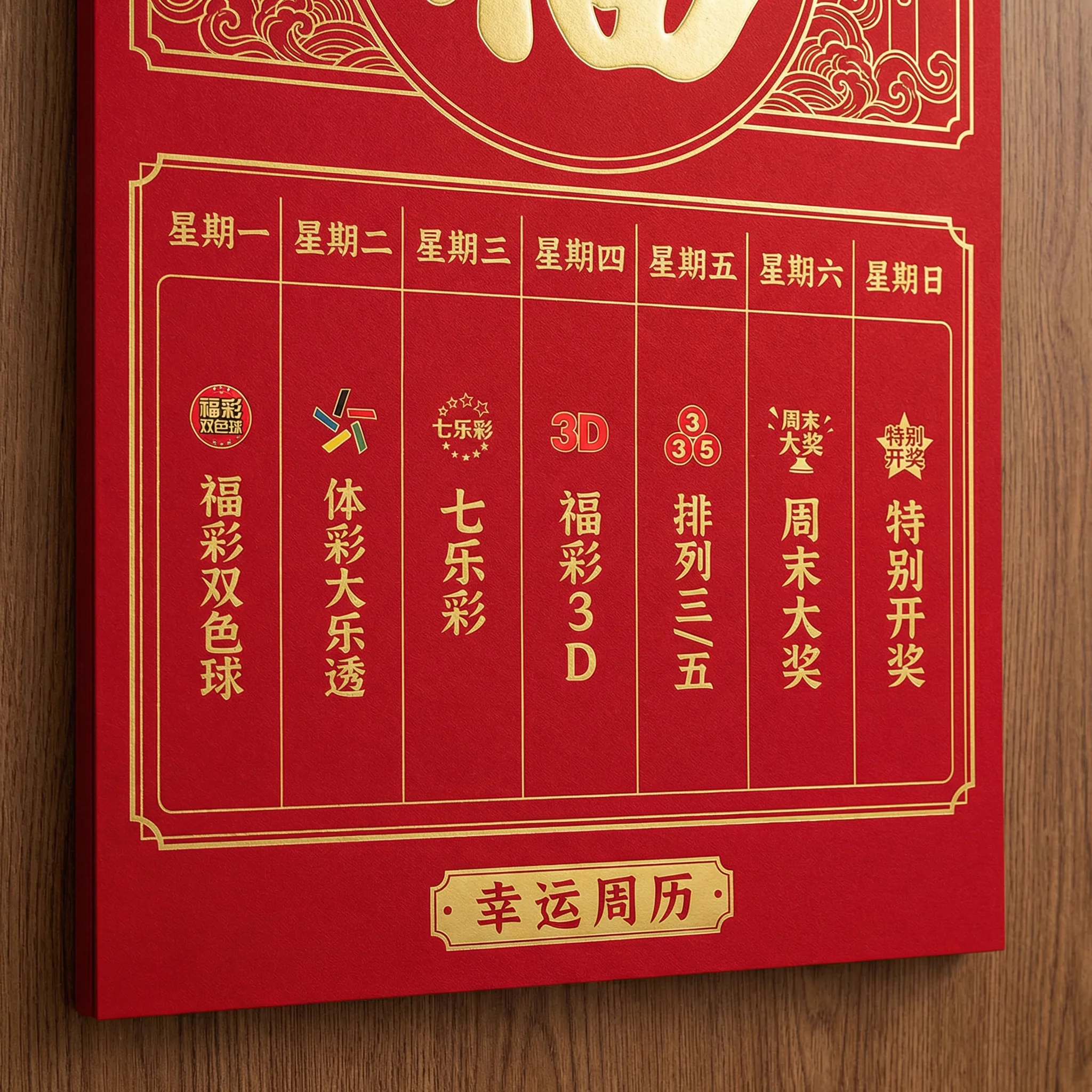 双色球开奖日历示意图